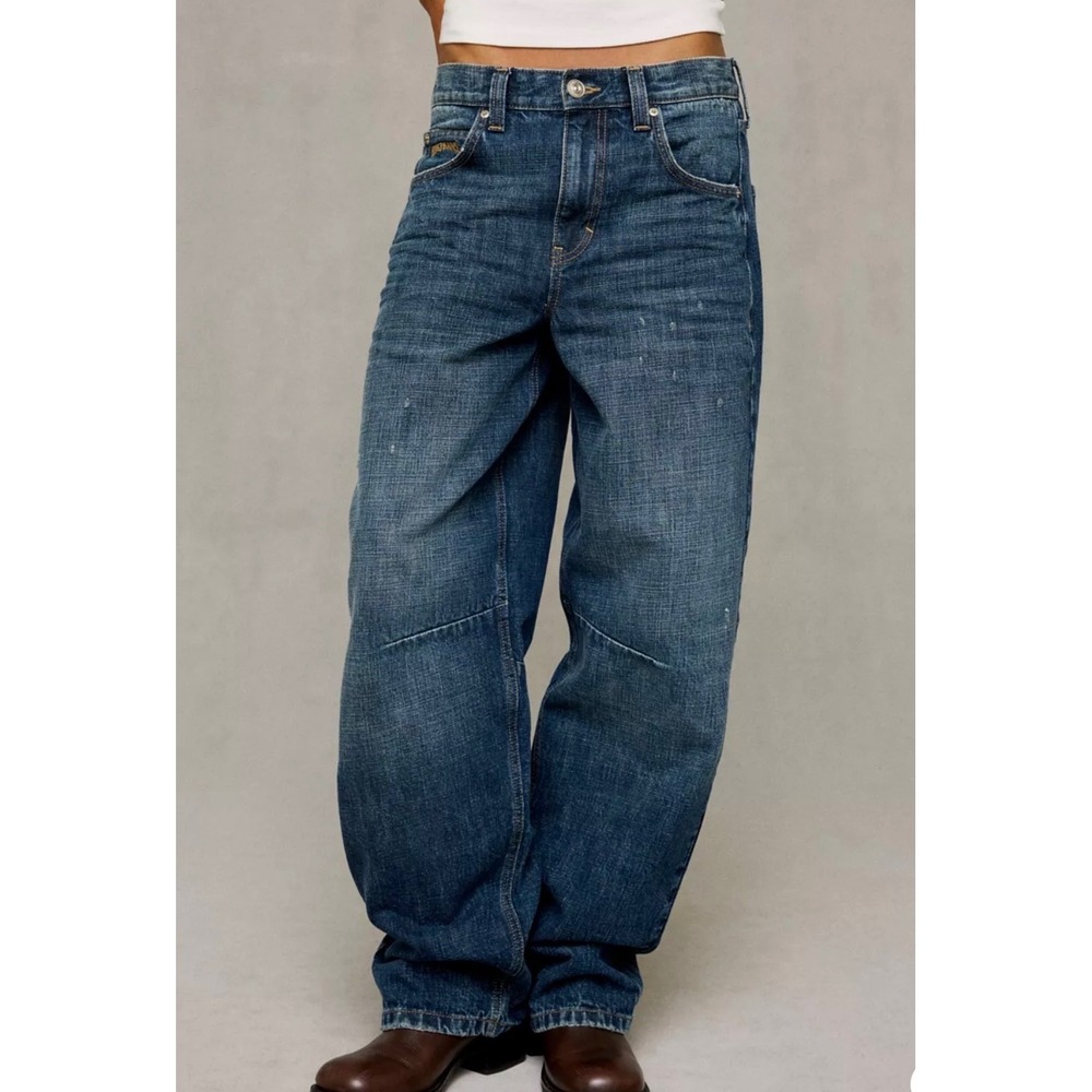 BDG Logan Buckle Baggy Barrel Jeans Urban Outfitters 29 Blue High Rise Wide Leg